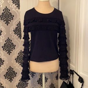 See by Chloé Black Ruffle Blouse